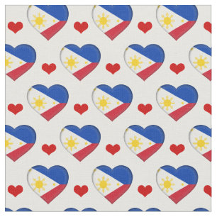 Philippine Flag & Red Heart fashion Fabric