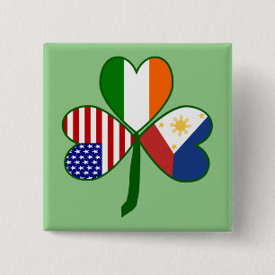 Philippine Flag Shamrock 15 Cm Square Badge