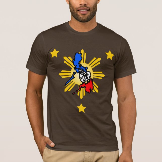 philippine map with 3 stars t-shirt (Front)