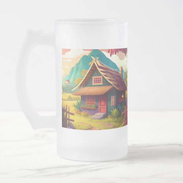 Philippine Traditional House-36543 Frosted Glass Beer Mug (Left)