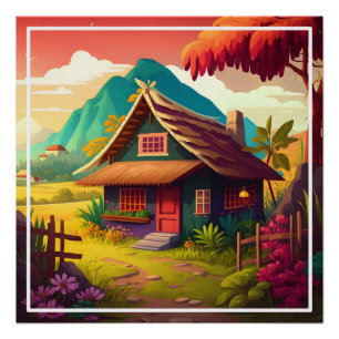 Philippine Traditional House colourful Design  Poster
