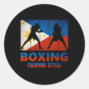 Philippine Vintage Style Boxing Great Filipino Box Classic Round Sticker