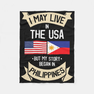 Philippines American Flag Usa Filipino Roots Gifts Fleece Blanket