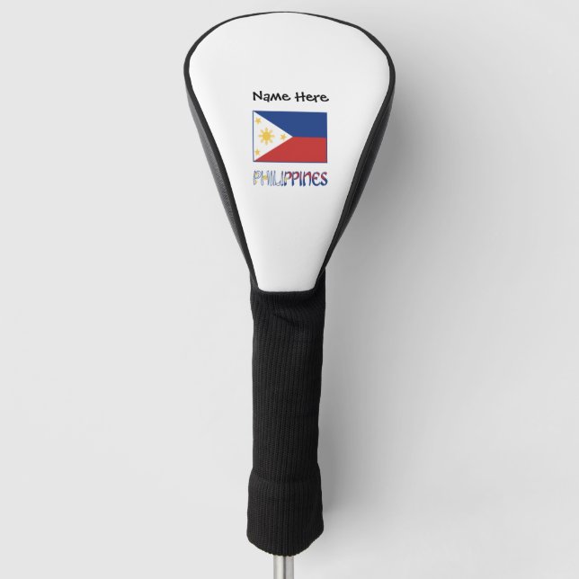 Philippines and Filipino Flag and Your Name Golf Head Cover (Front)
