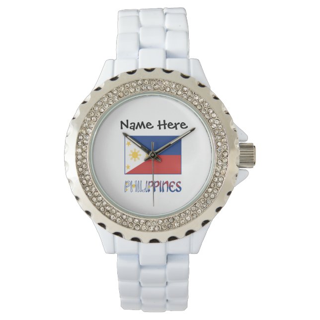 Philippines and Filipino Flag and Your Name Watch (Front)
