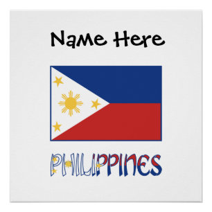 Philippines and Filipino Flag Personalised  Poster