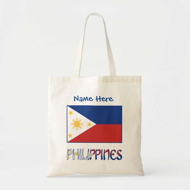 Philippines and Filipino Flag Personalised  Tote Bag (Front)