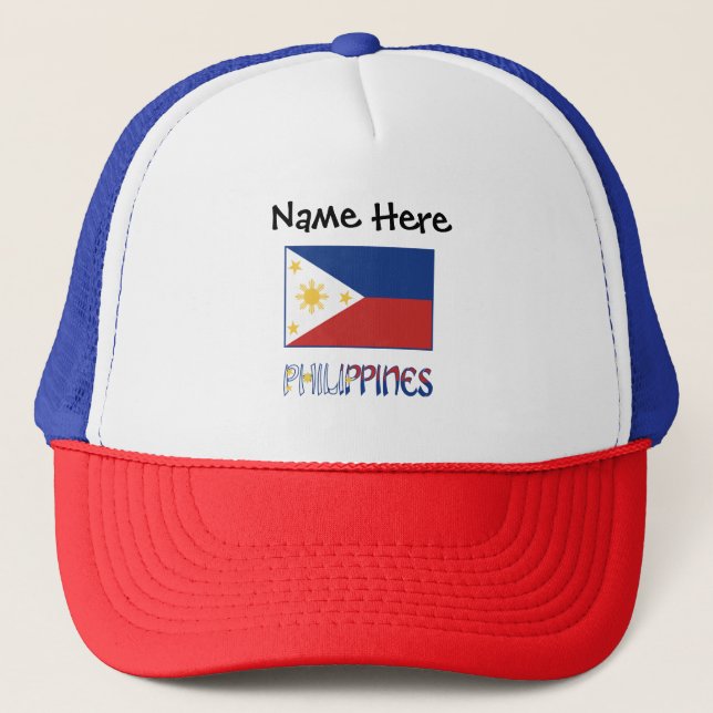 Philippines and Filipino Flag Personalised  Trucke Trucker Hat (Front)