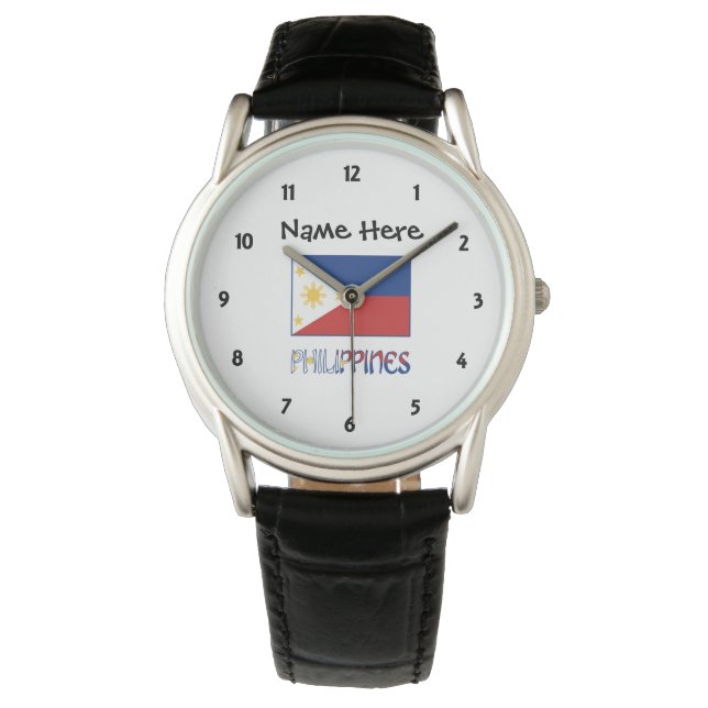 Philippines and Filipino Flag Personalised  Watch (Front)