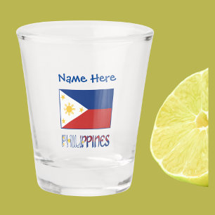 Philippines and Filipino Flag Red Personalisation  Shot Glass