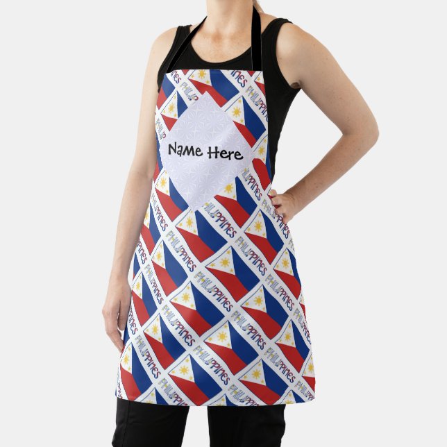 Philippines and Filipino Flag Tiled Personalised  Apron (Insitu)