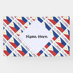 Philippines and Filipino Flag Tiled Personalised Banner