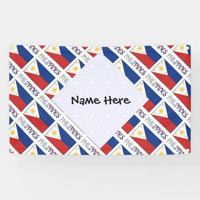 Philippines and Filipino Flag Tiled Personalised  Banner (Horizontal)