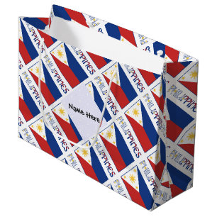 Philippines and Filipino Flag Tiled Personalised  Large Gift Bag