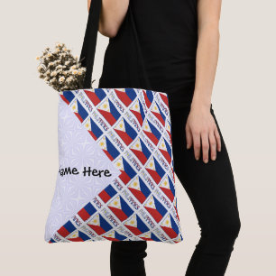 Philippines and Filipino Flag Tiled Personalised Tote Bag