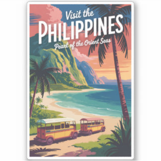 Philippines Beach Illustration Travel Art Vintage