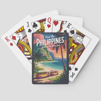 Philippines Beach Illustration Travel Art Vintage Playing Cards