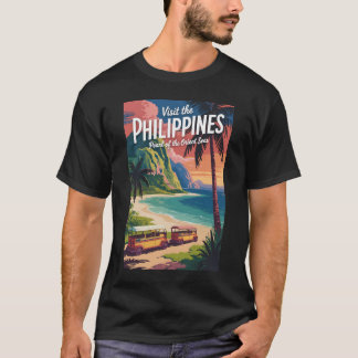 Philippines Beach Illustration Travel Art Vintage T-Shirt