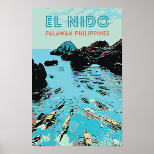Philippines, boats in wonderful El Nido, Palawan Poster
