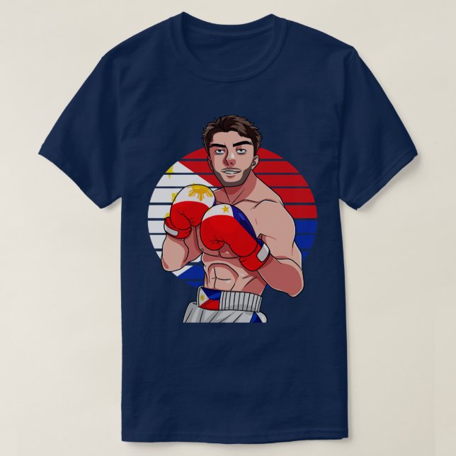 Philippines Boxer Filipino Flag Boxing Lover T-Shirt (Design Front)