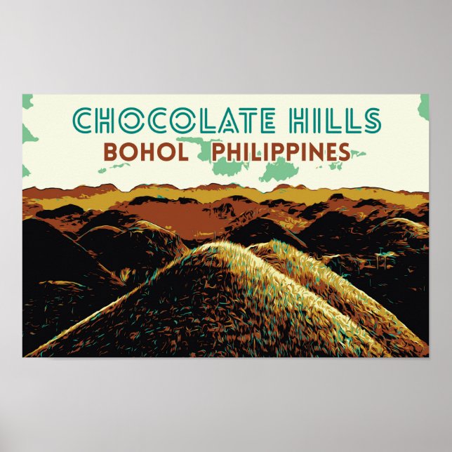 Philippines, Chocolate Hills in Bohol island Postc Poster (Front)