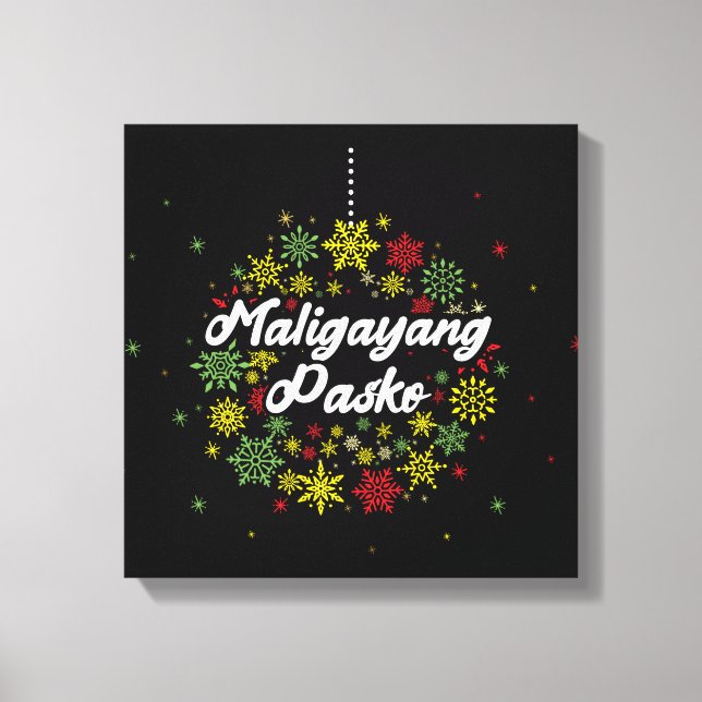 Philippines Christmas Maligayang Pasko Snowflakes Canvas Print (Front)