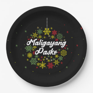 Philippines Christmas Maligayang Pasko Snowflakes Paper Plate
