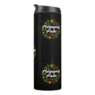 Philippines Christmas Maligayang Pasko Snowflakes Thermal Tumbler