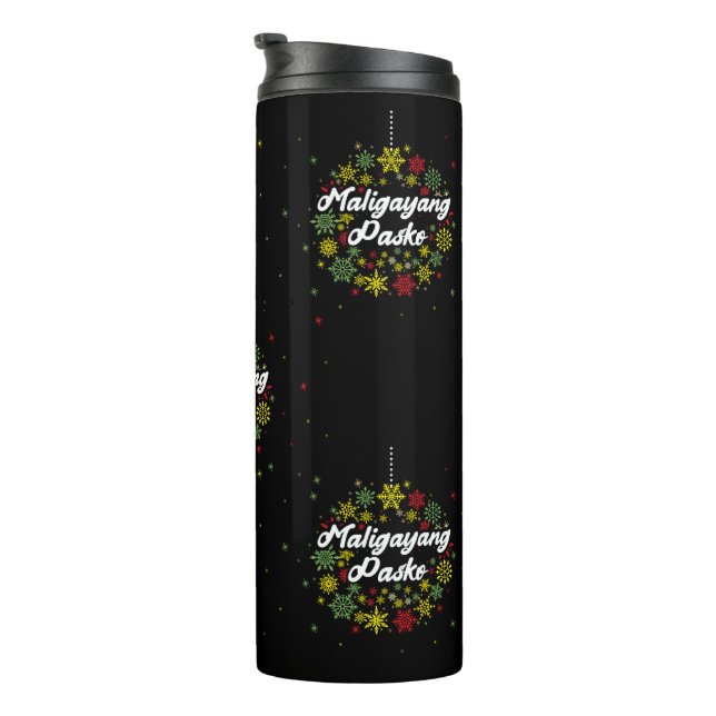 Philippines Christmas Maligayang Pasko Snowflakes Thermal Tumbler (Rotated Right)