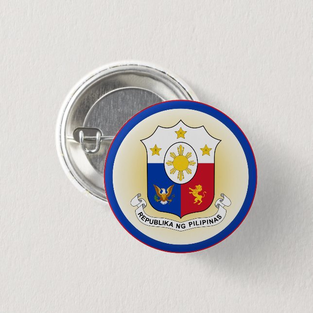 Philippines Coat of Arms Circle Shape 3 Cm Round Badge (Front & Back)