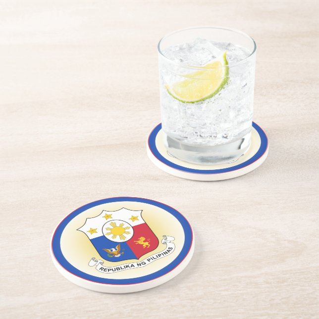 Philippines Coat of Arms Circle Shape Coaster (Side)