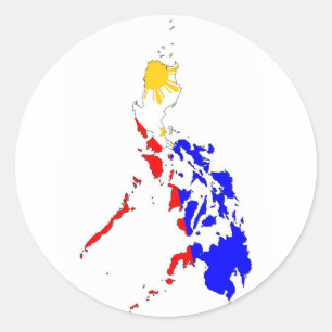 philippines country flag map shape silhouette classic round sticker
