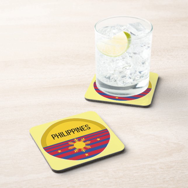 Philippines Cute Design Ideas Pattern Sunset Coaster (Right Side)
