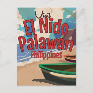Philippines,El Nido, Palawan Travel poster. Postcard