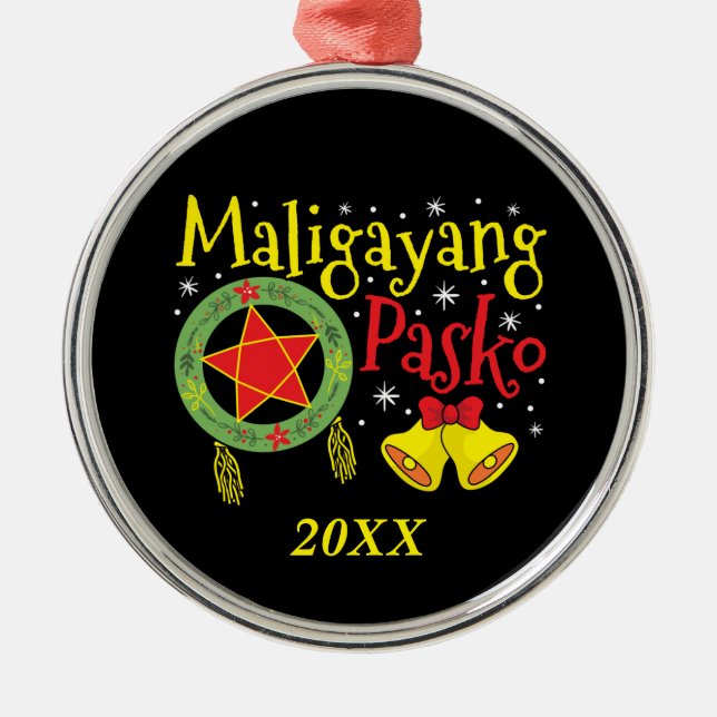 Philippines Filipino Christmas Maligayang Pasko Metal Tree Decoration (Front)