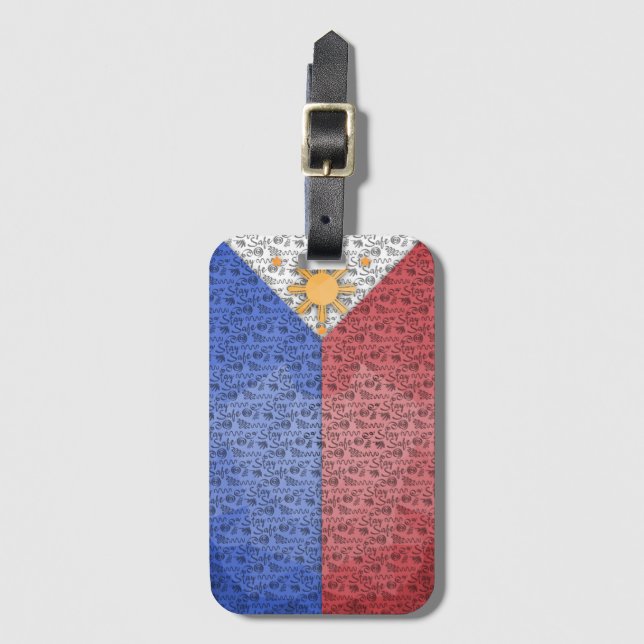 Philippines Filipino Country Flag Stay Safe Luggage Tag (Front Vertical)