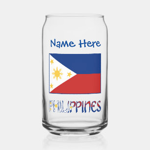 Philippines Filipino Flag Blue Personalisation Can Glass