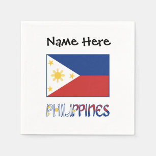 Philippines Filipino Flag Personalised Name  Napkin
