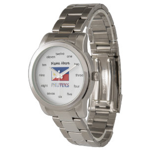 Philippines Filipino Flag Personalised Watch
