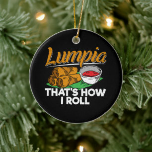 Philippines Filipino Lumpia Food Quote Ceramic Tree Decoration