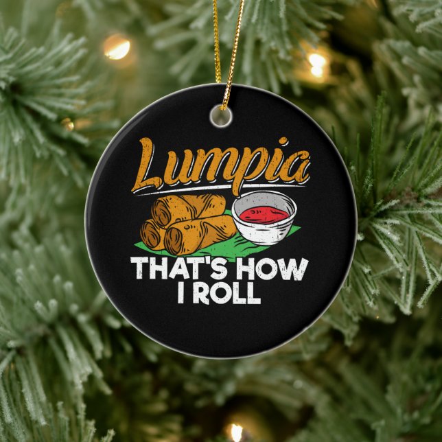 Philippines Filipino Lumpia Food Quote Ceramic Tree Decoration (Tree)