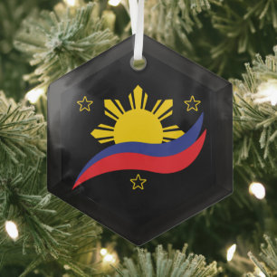 Philippines Filipino Pinoy Flag Glass Tree Decoration