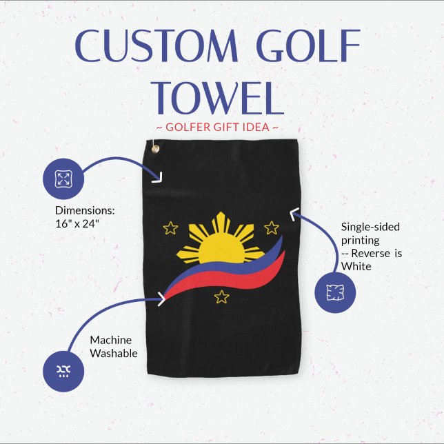 Philippines Filipino Pinoy Flag Golf Towel (Artistic Philippines Flag Golf Towel)