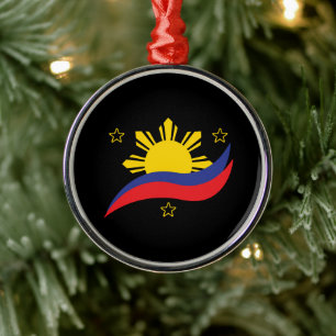 Philippines Filipino Pinoy Flag Metal Tree Decoration