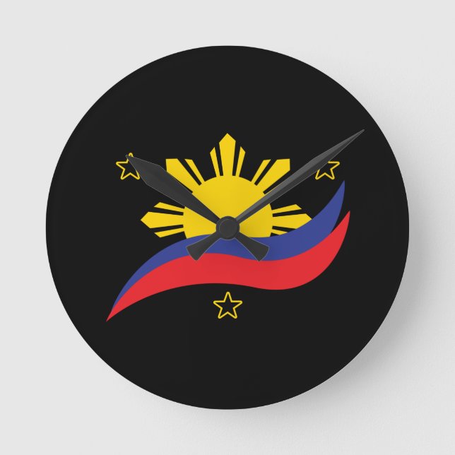 Philippines Filipino Pinoy Flag Round Clock (Front)