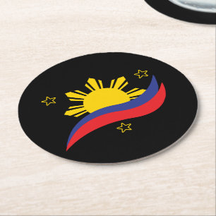 Philippines Filipino Pinoy Flag Round Paper Coaster
