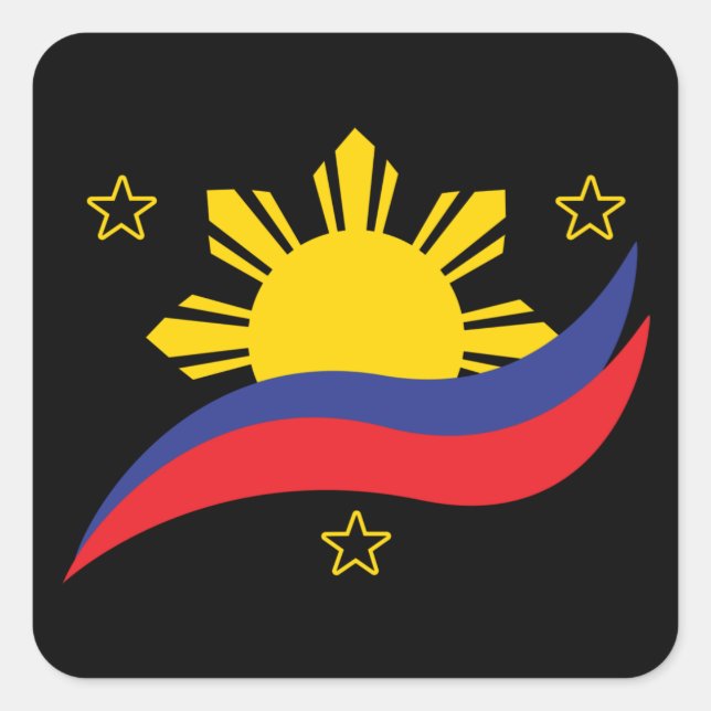 Philippines Filipino Pinoy Flag Square Sticker (Front)