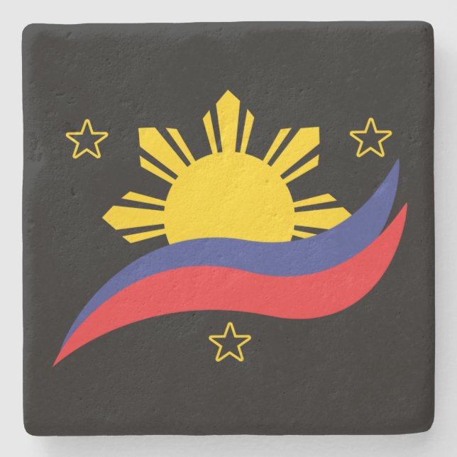 Philippines Filipino Pinoy Flag Stone Coaster (Front)