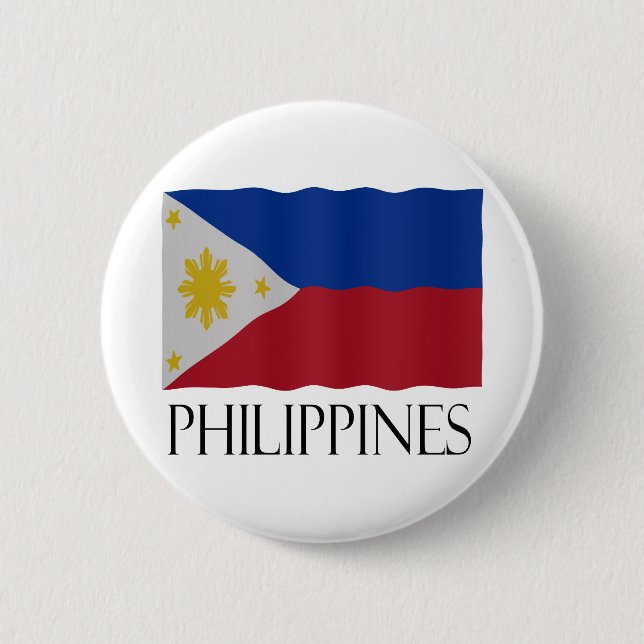 Philippines flag 6 cm round badge (Front)