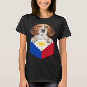 Philippines Flag Beagle Dog In Pocket T-Shirt
